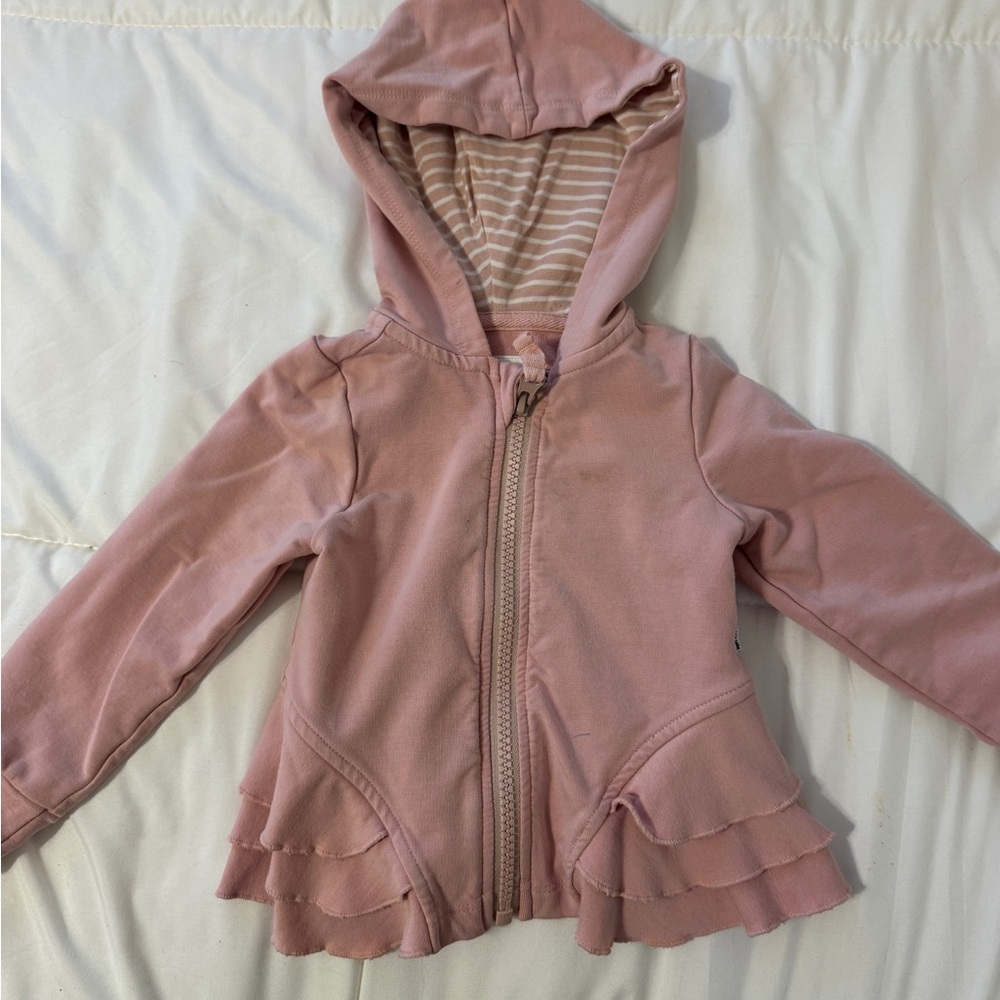 Little Sleepies Pink Hooded Jacket with Ruffle Details